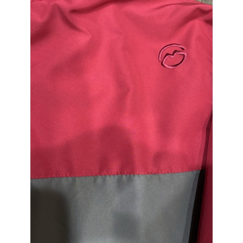 Magellan Outdoors Women's L Hooded Lined Windbreaker Colorblock Jacket Red Gray - Picture 3 of 5